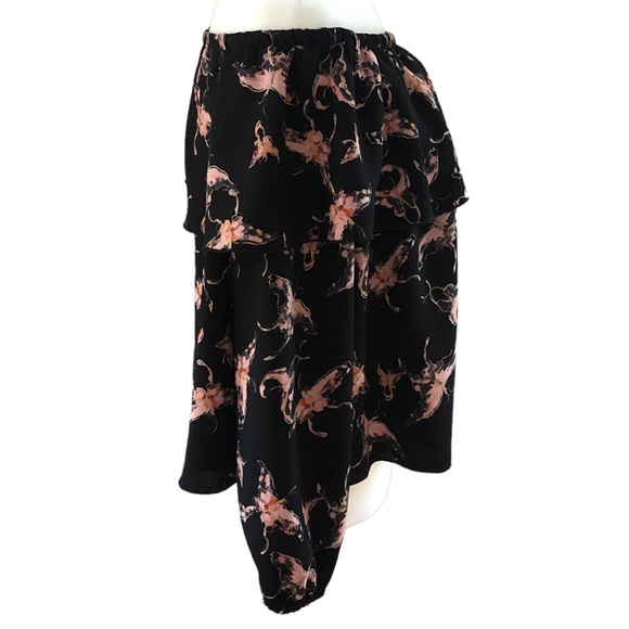 ARITZIA WILFRED Morel Butterfly Off-The-Shoulder Shirt Black w/ Pink Size Small - Picture 6 of 11
